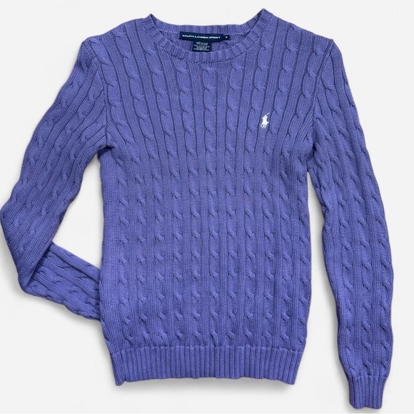 Ralph Lauren Sweaters - Ralph Lauren Sport Lavender Ribbed Cable-knit Crewneck Sweater Adults Med Preppy